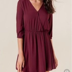 Lush Farrah Solid Shirt Dress in Burgundy/Wine